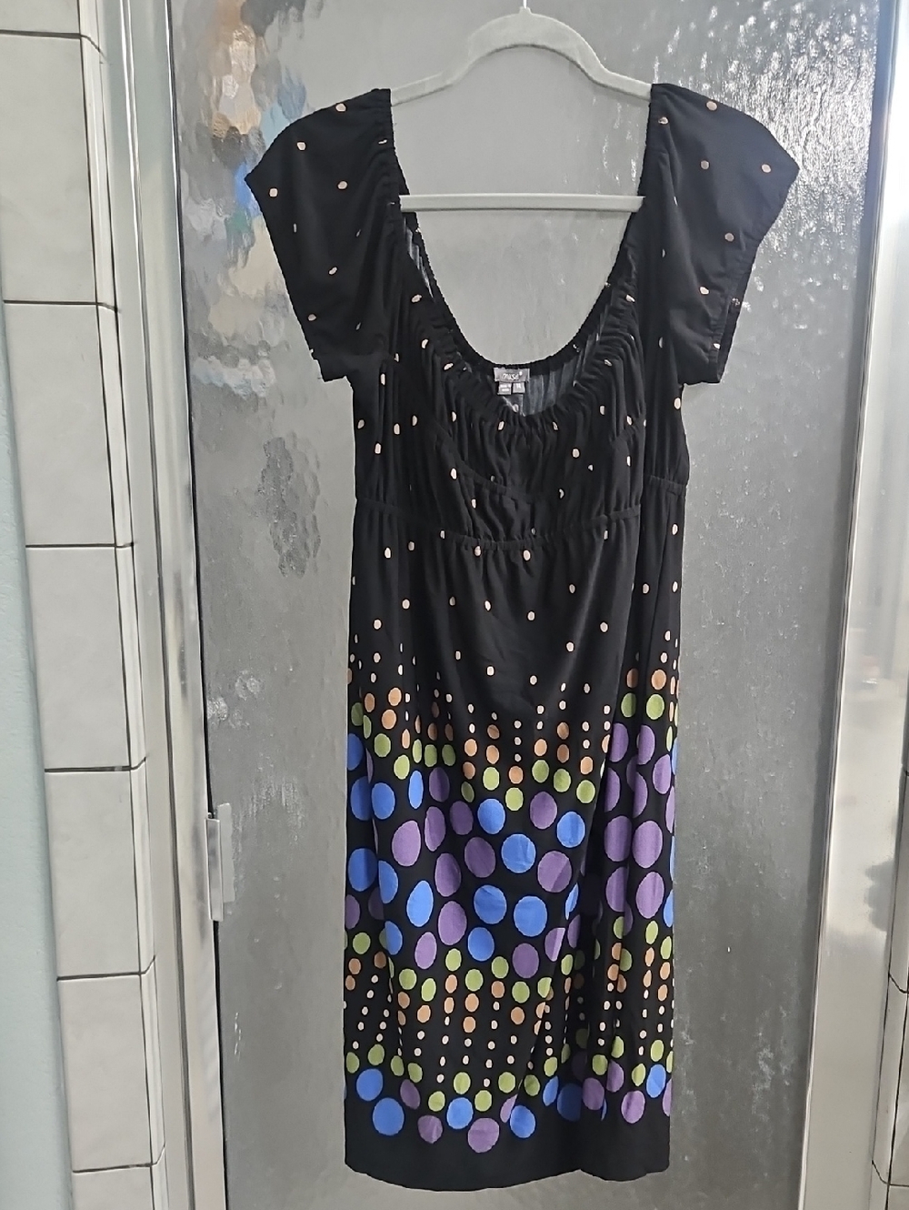 Muse Black Dress With Polka Dots Accents